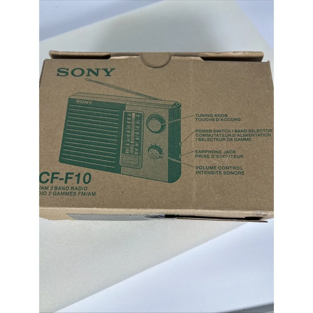 Sony ICF-F10 Portable AM FM 2 Band Transistor Radio Black Silver Analog Tuning